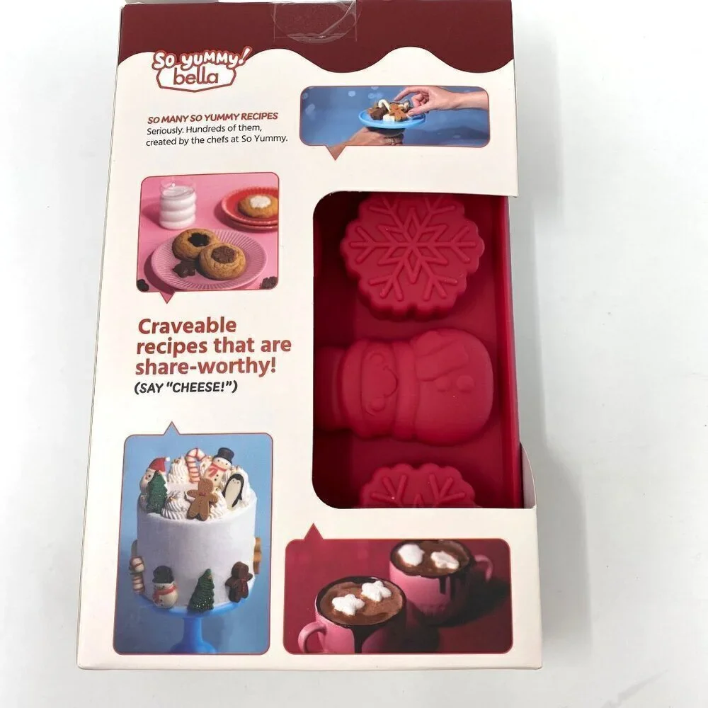 So Yummy Bella 2pc Chocolate Mold Set Snowman Santa Snowflakes Candy Canes